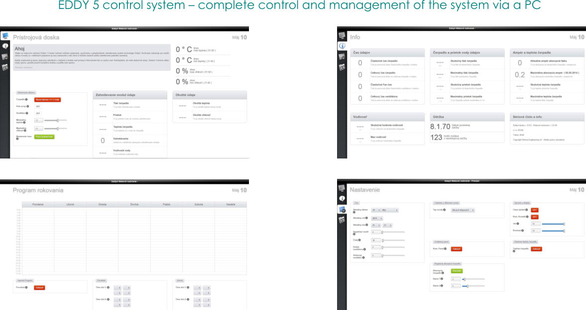 EDDY 5 control system – complete control and management of the system via a PC